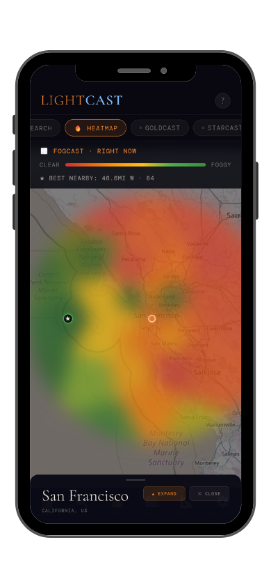 FogCast heatmap — LightCast Suite